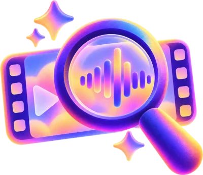 Lupa analisando um vídeo com onda de áudio